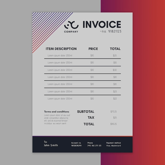 Marketing business invoice