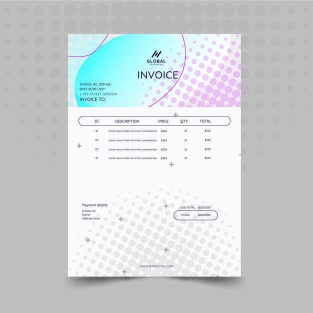 Marketing business invoice