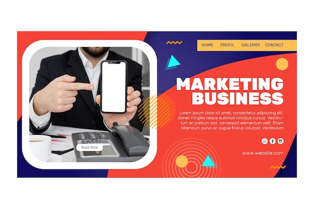 Free Vector marketing business landing page template