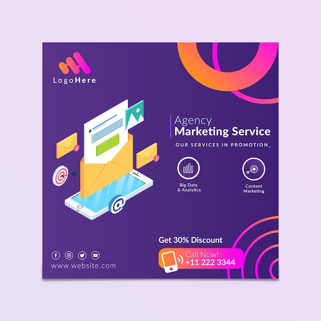 Marketing business square flyer template