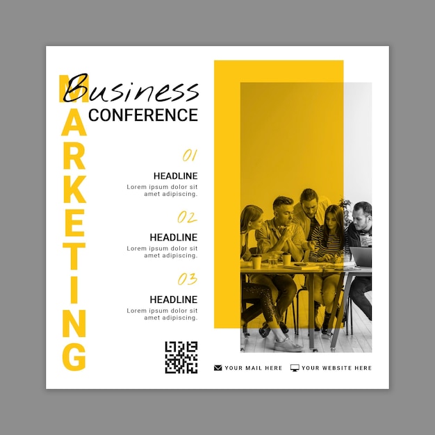 Free Vector marketing business square flyer template