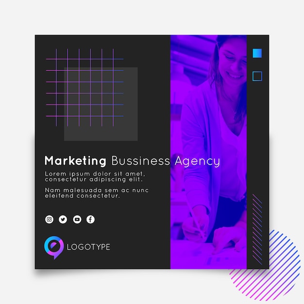 Free Vector marketing business squared flyer template