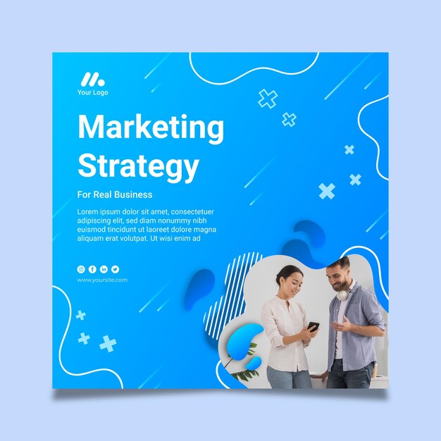 Marketing business squared flyer template