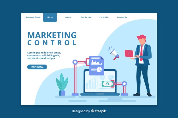 Marketing control landing page