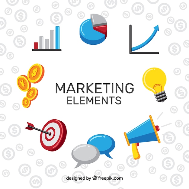 Marketing elements background in flat style