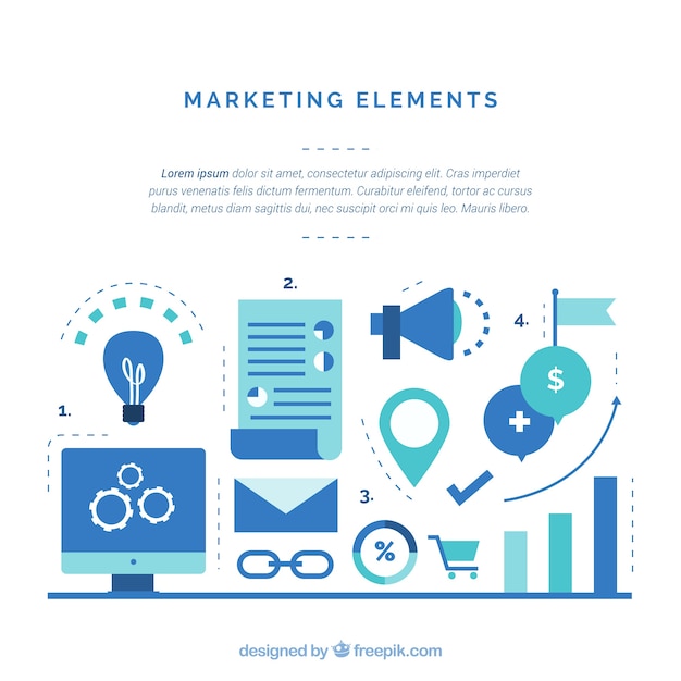 Marketing elements background in flat style