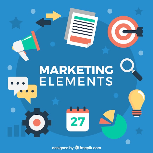 Marketing elements background in flat style