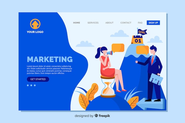 Marketing landing page flat design