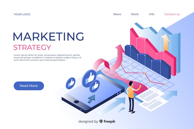 Marketing landing page in isometric style