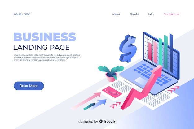 Marketing landing page in isometric style