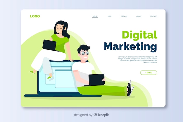 Marketing landing page template flat design