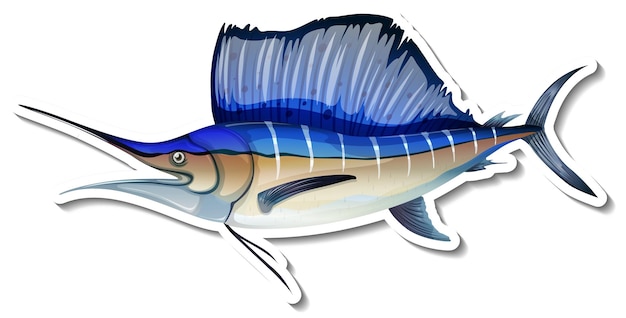 Free Vector marlin fish animal cartoon sticker