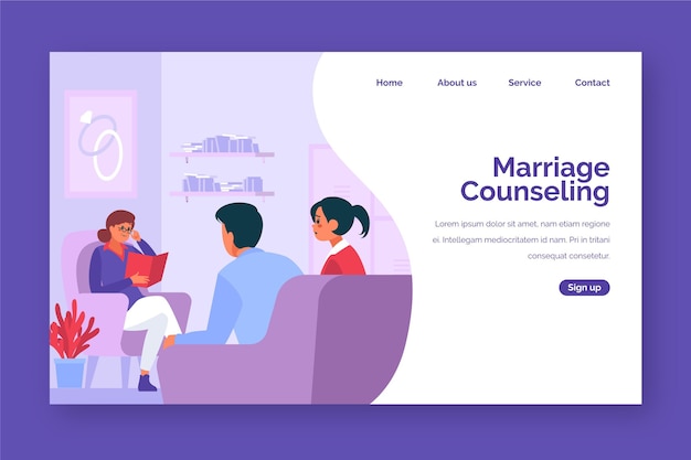 Free Vector marriage counseling landing page design