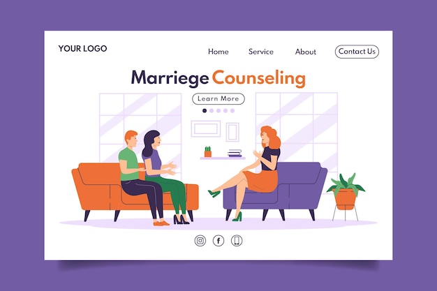 Free Vector marriage counseling landing page template