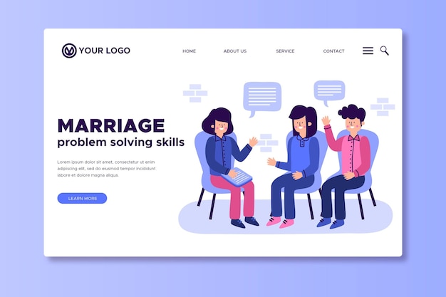 Free Vector marriage counseling landing page template