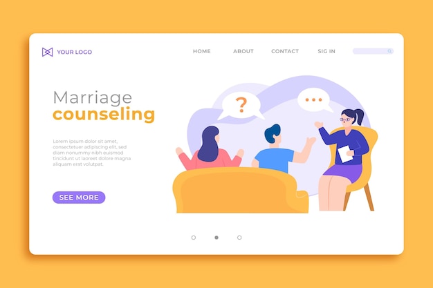 Free Vector marriage counseling landing page template