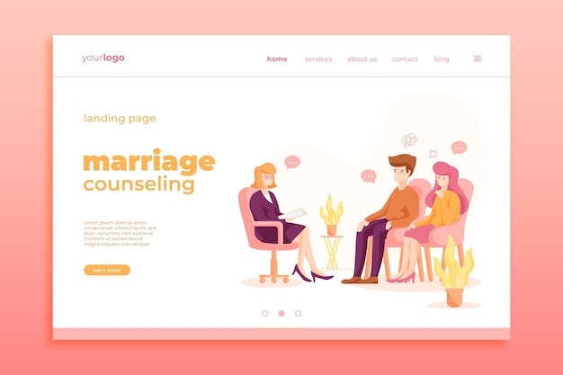 Free Vector marriage counseling landing page