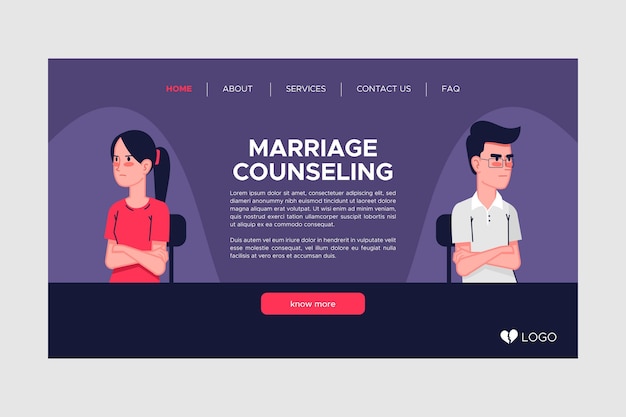 Free Vector marriage counseling landing page