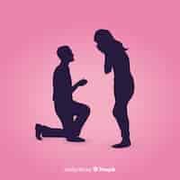 Free vector marriage proposal composition with silhouette style