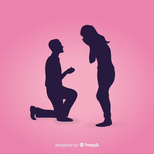 Free Vector marriage proposal composition with silhouette style