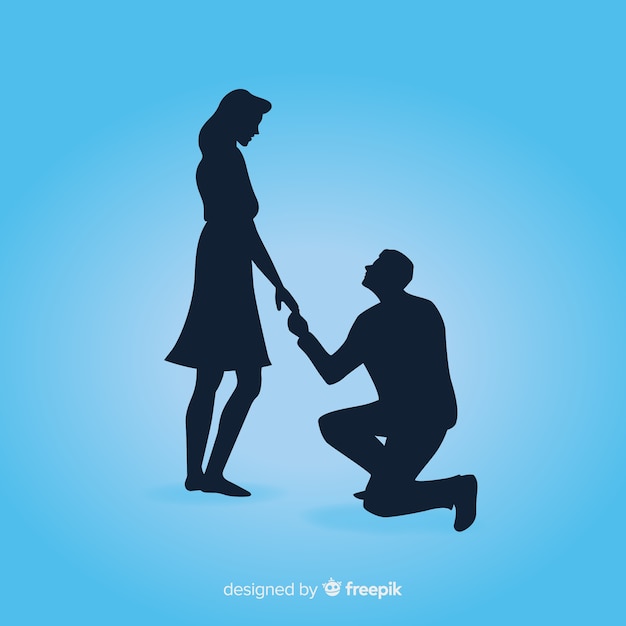 Free Vector marriage proposal composition with silhouette style