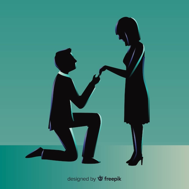 Free vector marriage proposal composition with silhouette style