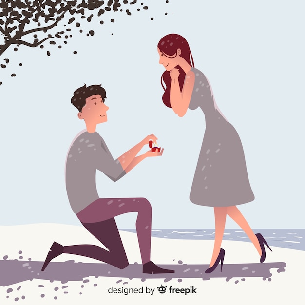 Free vector marriage proposal concept