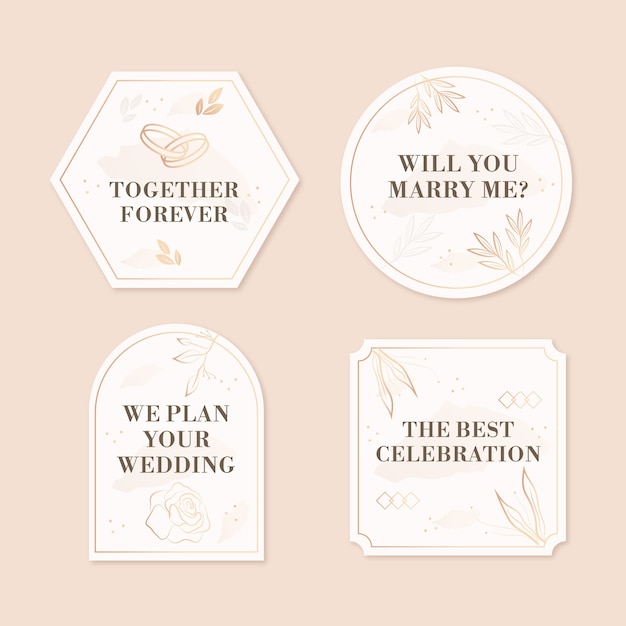 Free Vector marriage and wedding labels collection