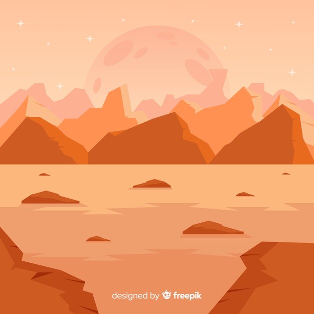 Mars desertic landscape background