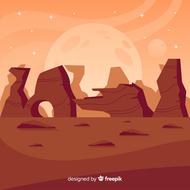 Free vector mars desertic landscape background