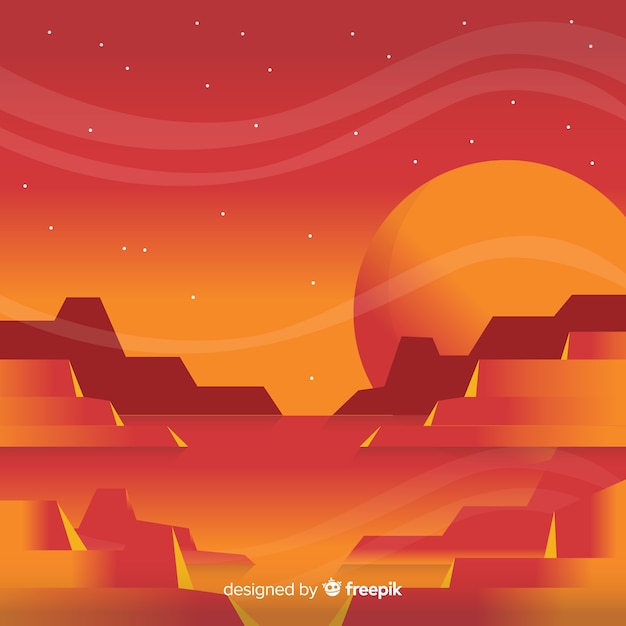 Mars landscape background with flat design