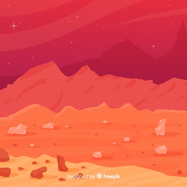 Mars landscape background with flat design