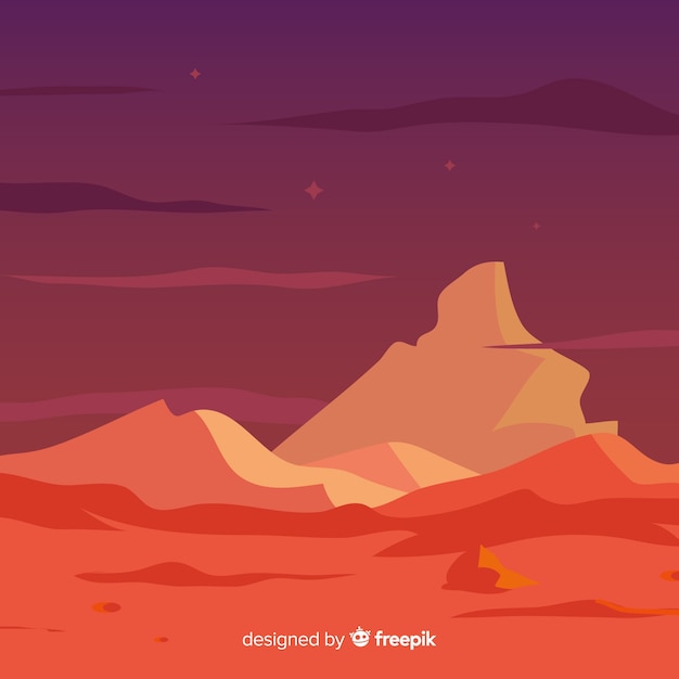 Mars landscape background with flat design