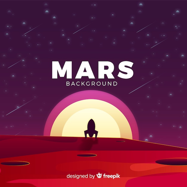 Free vector mars landscape background with flat design