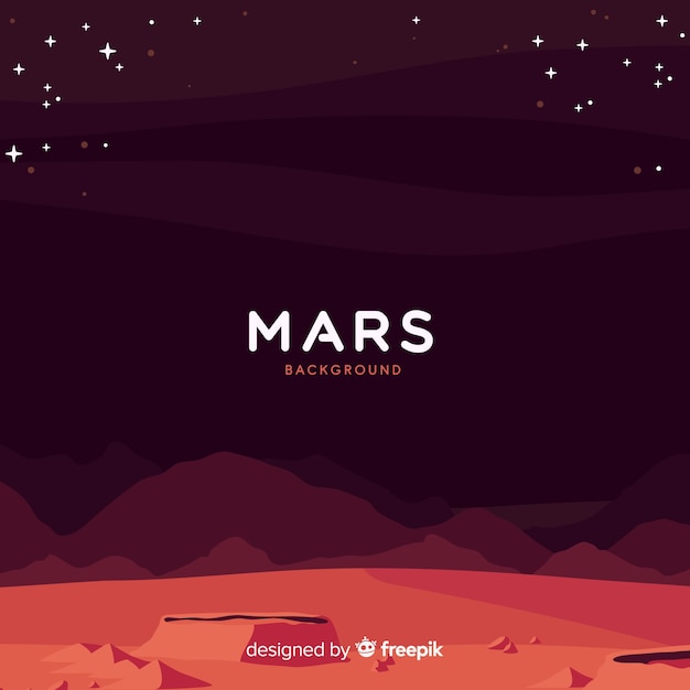 Free Vector mars landscape background with flat design