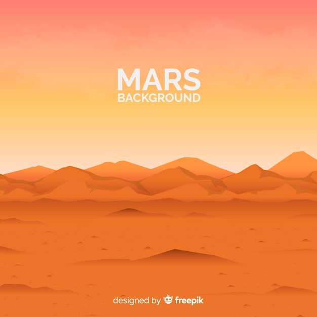 Mars landscape background with flat design