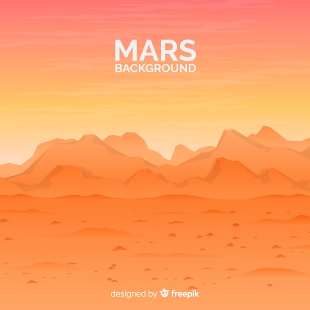 Mars landscape background with flat design