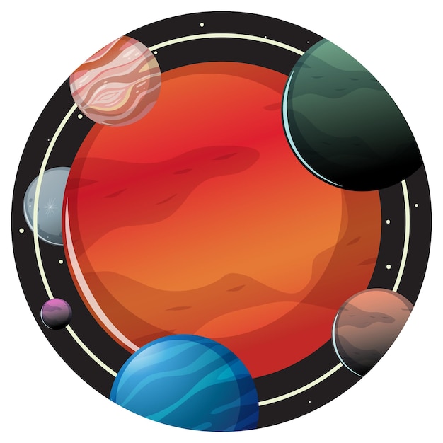 Free vector mars in the space badge on white background