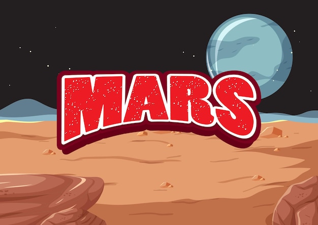 Free Vector mars word logo on planet surface