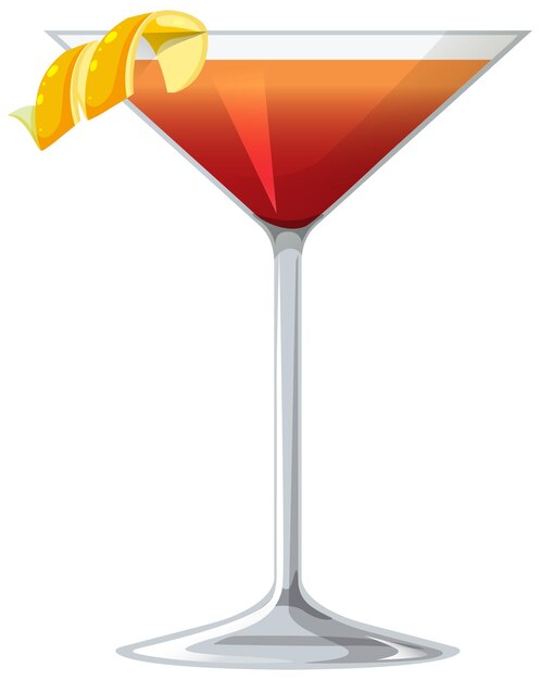 Martinez cocktail in the glass on white background