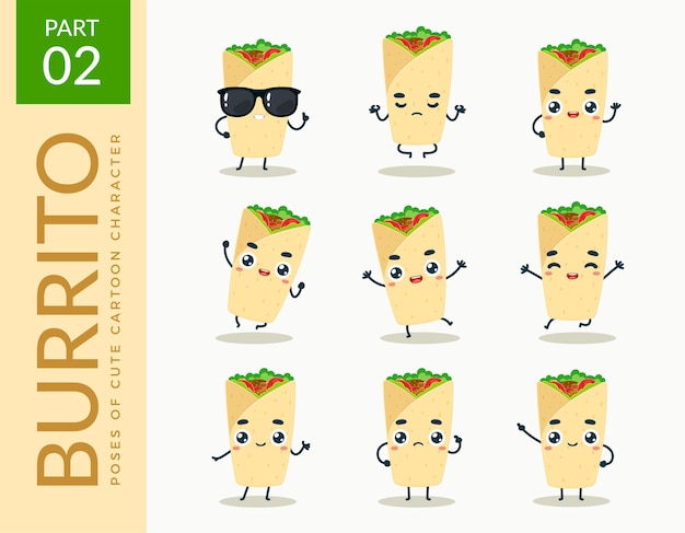 Mascot images of the Burrito. set.