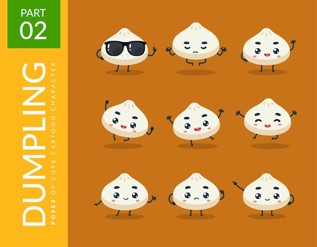 Mascot images of the Cute Dumpling. set.