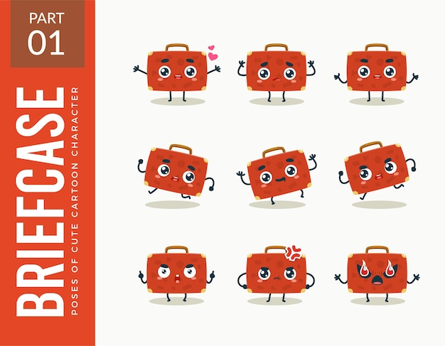 Free Vector mascot images of the red briefcase. set.