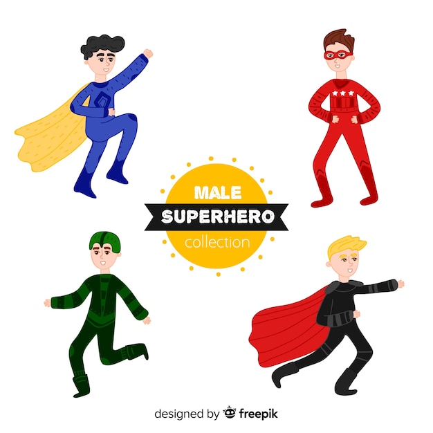 Masculine cartoon superhero collection