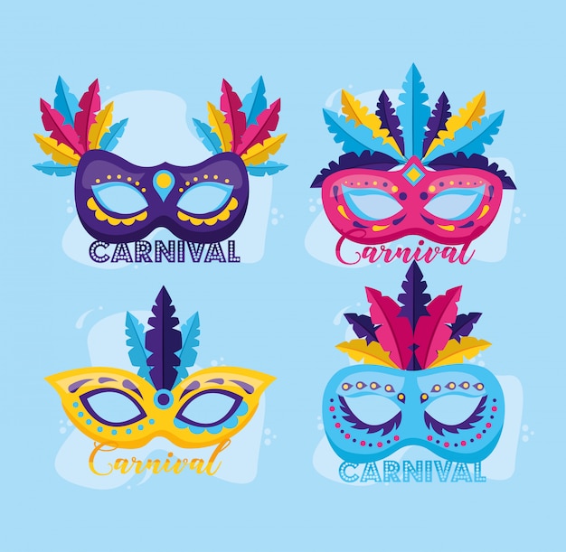 Free Vector masks with feather carnival