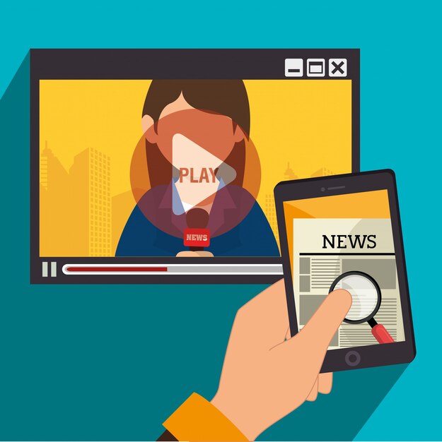 Mass media news on tv and mobile