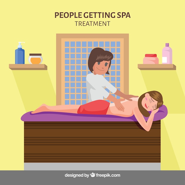 Free Vector massage scene in a spa