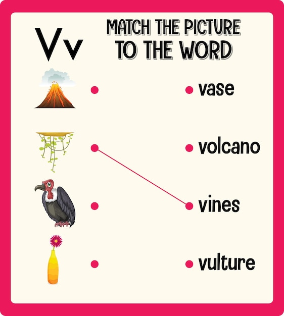 Match the picture to the word worksheet for children