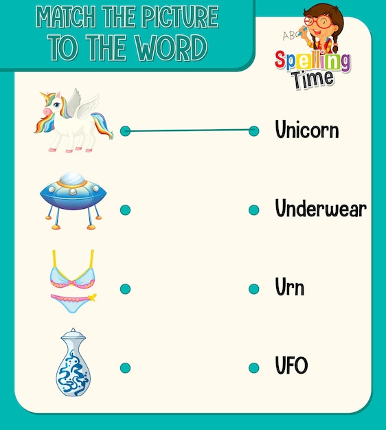 Match the picture to the word worksheet for children