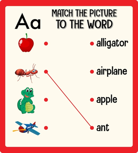 Match the picture to the word worksheet for children